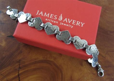 Rare Retired JAMES AVERY Hammered Heart Link Bracelet Sterling Silver