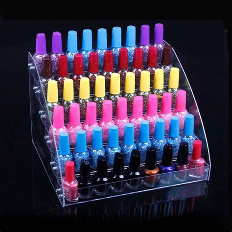 Fashion 6 Tiers Removable Acrylic Clear Nail Polish Shelf Cosmetic