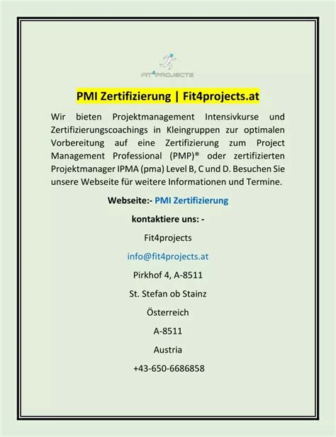 PPT PMI Zertifizierung Fit4projects At PowerPoint Presentation