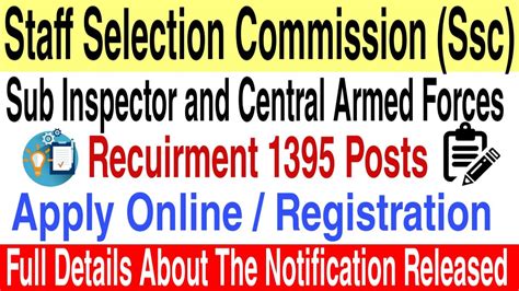 Ssc Staff Selection Commission Sub Inspector And Central Armed Police