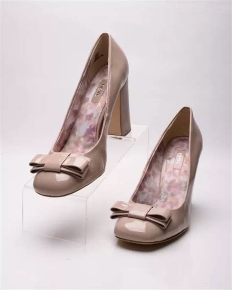 NEXT WOMENS NUDE Patent Leather Heels Pumps Bow Detail US 10 UK 8 Eu 42