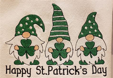 Embroidered St Patricks Day Gnomes Embroidered St Etsy