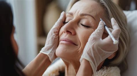 Premium Photo Beautiful Mature Woman Receiving Botox Injection In Her Face At Beauty Salon