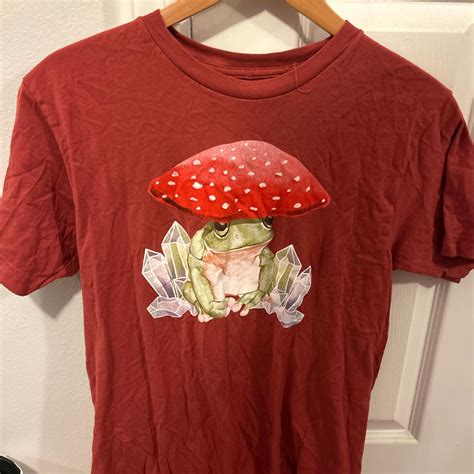 Hot Topic Red Mushroom Frog Crystal Shirt Depop
