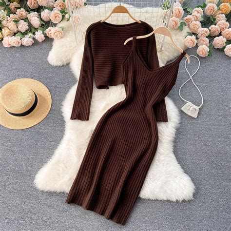 Sixsr 2022 Women Elegant Slim Two Piece Sets Female Sweater Dress