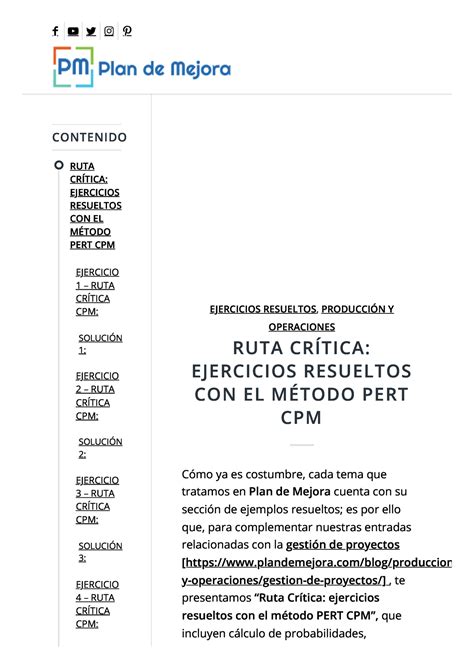 Ruta Cr Tica Ejercicios Resueltos Con El M Todo Pert Cpm R U T A C