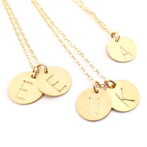 Classic Gold Initial Disc Necklace 14k Gold Filled Jewelry Etsy