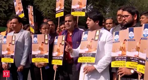 Satyendar Jain Massage Video Row Bjp Holds Protest Against Aap In