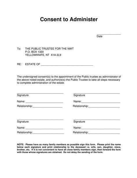 Northwest Territories Canada Consent To Administer Fill Out Sign