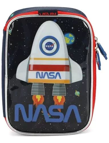 Caja De Bol Grafos Nasa Rocket School Case Luxcel Color Rojo