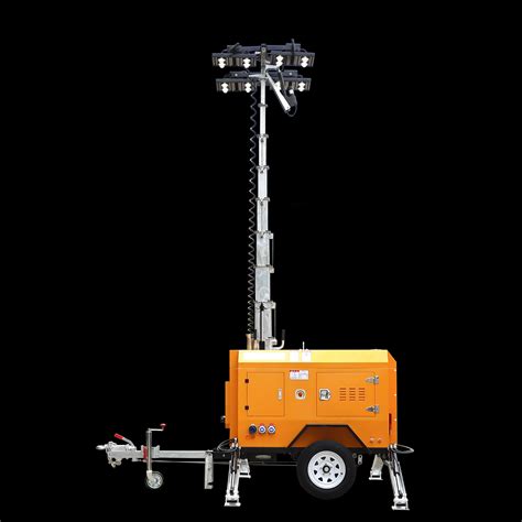 Mining Construction Emergency Mobile Tower Light With Trailer And Metal