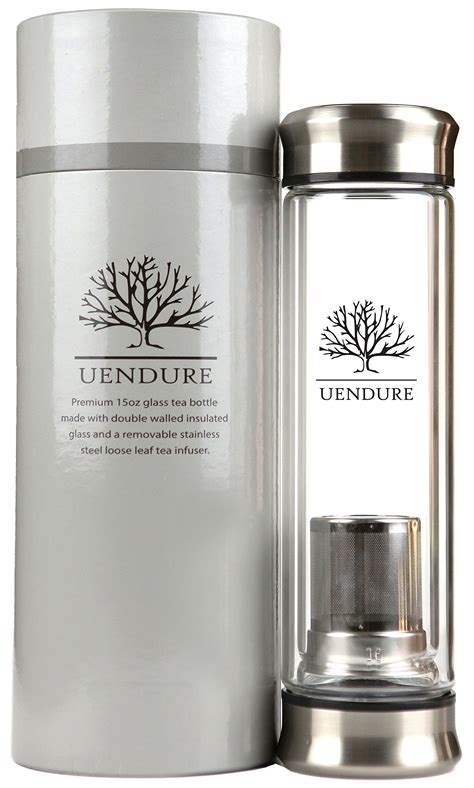 UEndure Tea Infuser Travel Mug Glass Tumbler With Loose Leaf Tea