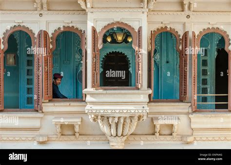 Windows In The City Palace Of The Maharaja Udaipur Rajasthan India