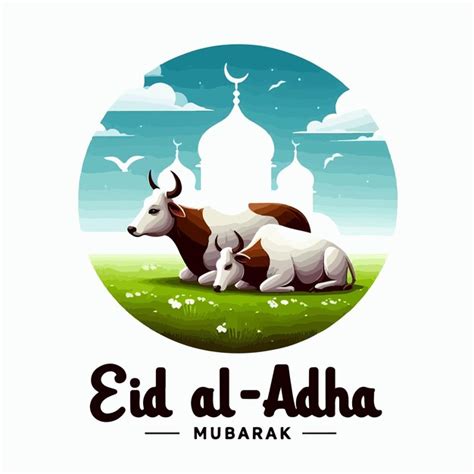 Islamic Festival Eid Aladha Mubarak Celebration Vector Illustration Of