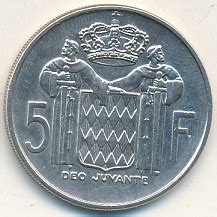 Monaco 5 Francs 1966 Rainier III Ss En Argent Numispassion Ch