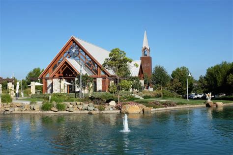 IRVINE, CALIFORNIA - SEPT 7, 2019: Mariners Church Chapel and Lake, a ...