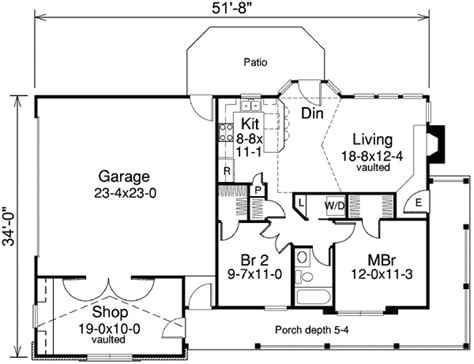 Two Bedroom Cottage With Garage And Shop 57105ha Architectural