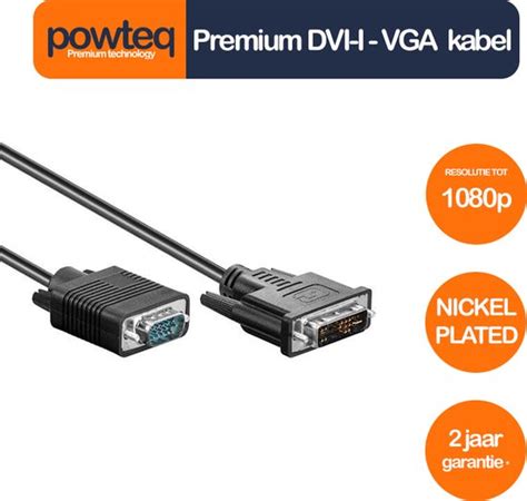 Powteq 2 Meter Premium DVI I Naar VGA Kabel Nickel Plated Bol