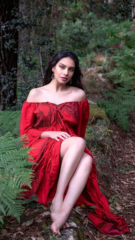 In The Forest Bonito Beauty Forest Girl Gorgeous Pretty Red Red Dress Hd Phone