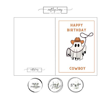 Cowboy Birthday Card Happy Birthday Cowboy Funny Ghost Cowboy Birthday ...