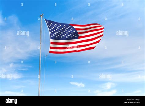 American Flag Blowing In The Wind High Resolution Stock Photography And