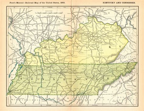 1903 Antique Kentucky And Tennessee Railroad Map Uncommon Etsy