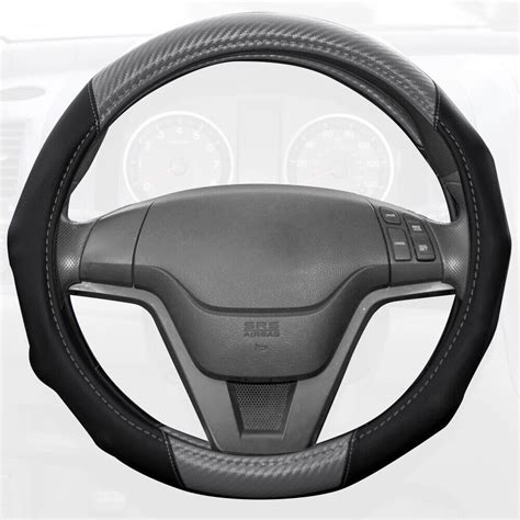 Motor Trend Gripdrive Ergonomic Carbon Fiber Steering Wheel Cover Gray