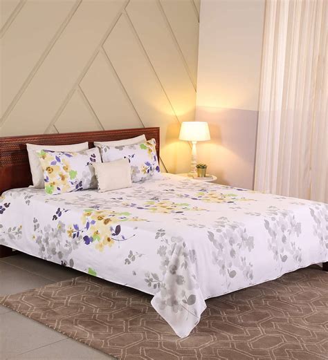 Buy Multicolor Floral Tc Cotton King Sized Bed Sheets With Pillow