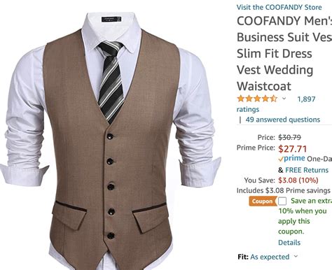 Coofandy Mens Business Suit Vest Slim Fit Dress Vest Wedding Waistcoat