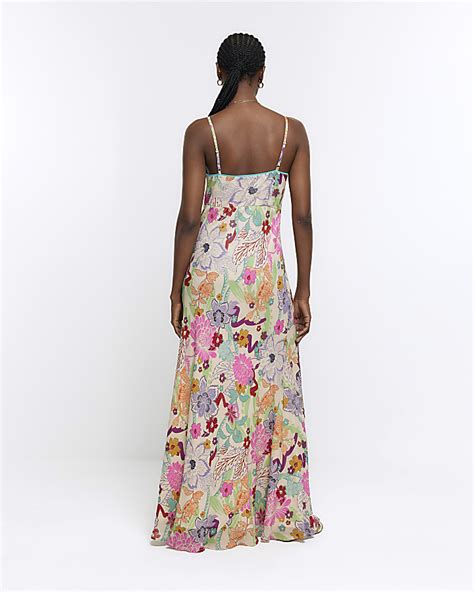 Pink Floral Slip Maxi Dress River Island