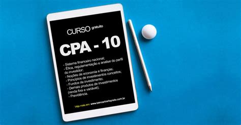 Inscrições para curso gratuito ANBIMA CPA 10 seguem até dia 28 de