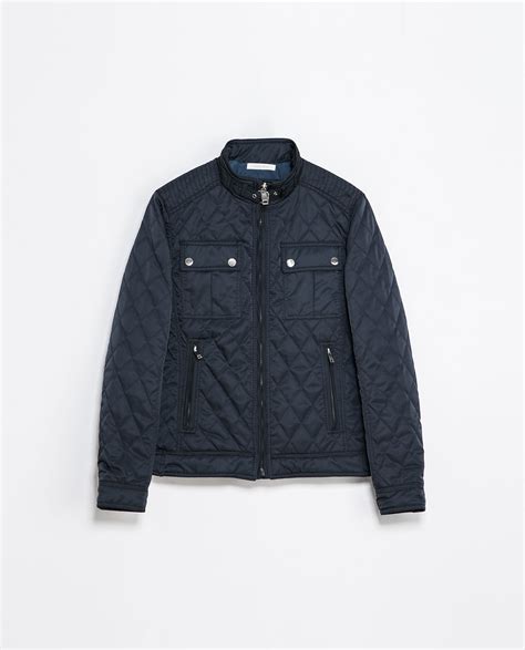 Zara Quilted Jacket In Blue For Men Navy Blue Lyst