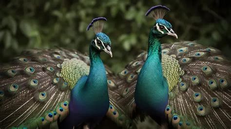 Two Peacocks Standing Facing Each Other Background Peacock Male And Female Picture Peacock