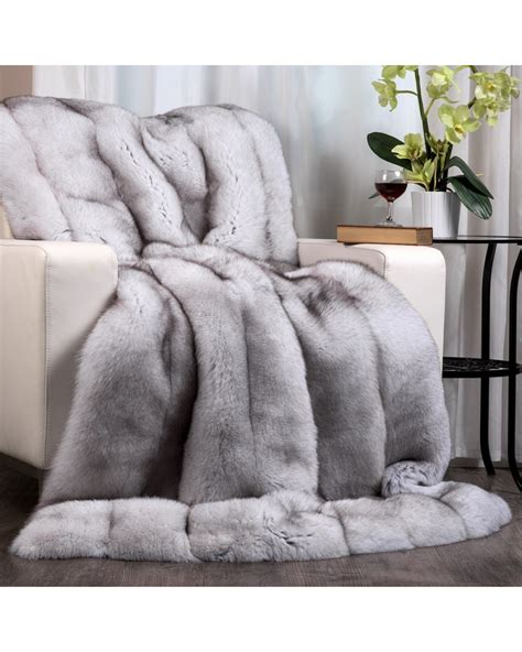 Full Pelt Blue Fox Fur Blanket For Luxurious Home Decor At Fursource