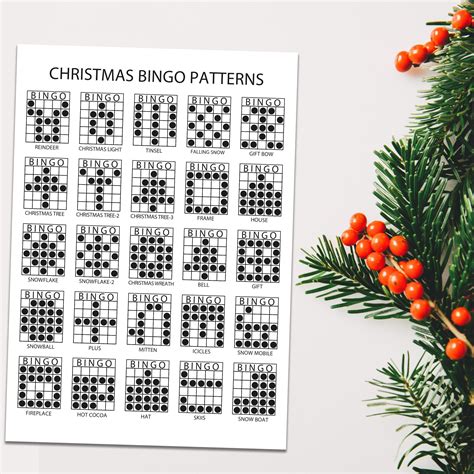 Christmas Bingo Patterns | Printable Christmas Bingo Party Game | 50