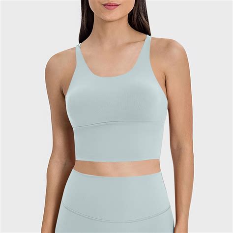 Alllist Women S Sports Bras High Impact No Underwire Blue Lingerie Cozy Plain Cross Back Tank