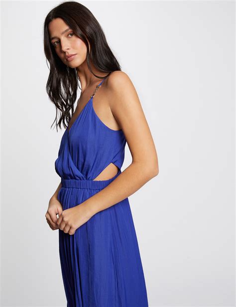 Robe Midi Avec Ouvertures Bleu Electrique Femme Morgan