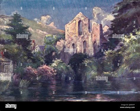 Valle Crucis Abbey Watercolour Painting By Robert Fowler From The Book