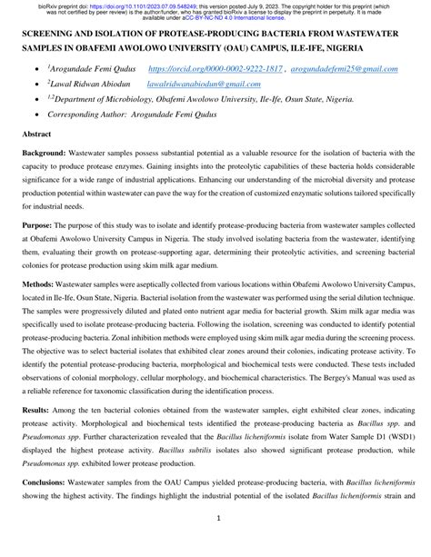 Pdf Screening And Isolation Of Protease Producing Bacteria From