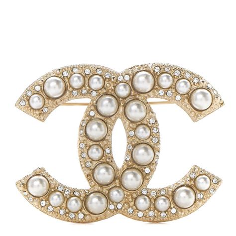 CHANEL Pearl CC Brooch Gold 554204 FASHIONPHILE