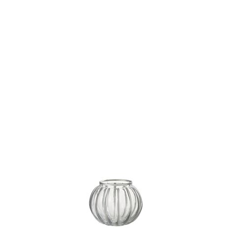 Photophore Boule Verre Transparent Argent Petit J Line