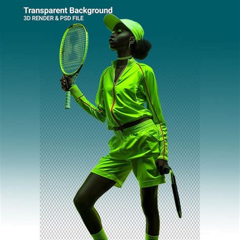 Illustration Psd 3d D un Joueur De Tennis Isolé Sur Un Fond Transparent