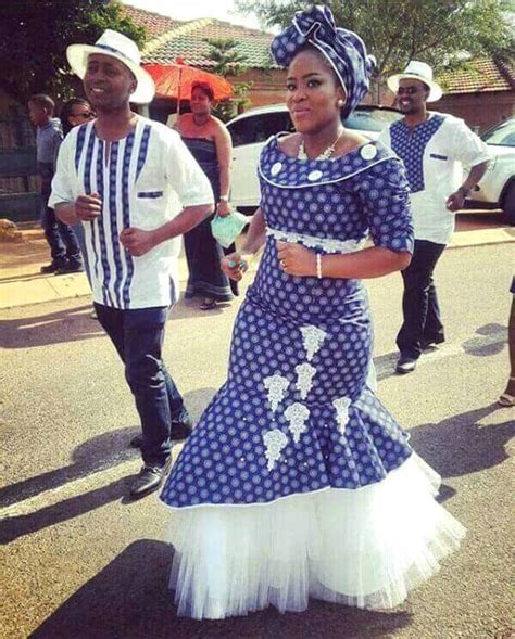 Couple In Tswana Shweshwe Traditional Wedding Attire | Clipkulture