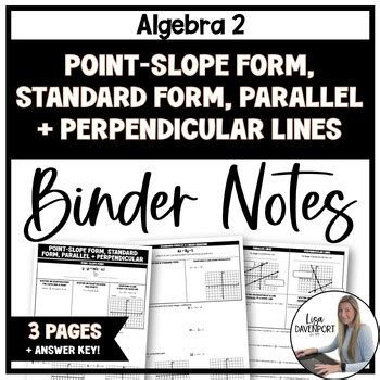 Point Slope Form Standard Form Parallel And Perpendicular Lines