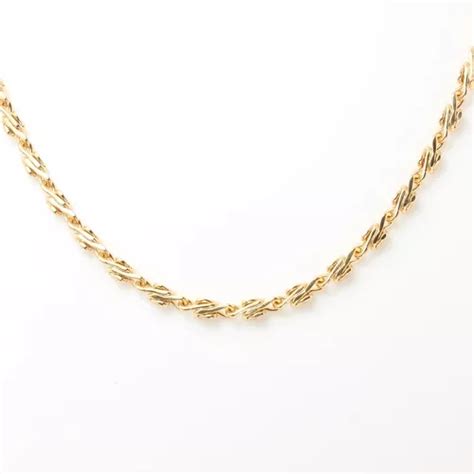 Cadena Oro Lam 18k Hombre Cadena Tejida 50cm Y 3mm Ancho Meses Sin