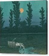 Hasui Kawase Evening Moon At Nakanoshima Park Sapporo Painting By