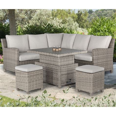 Kettler Palma Signature Mini Corner Oyster Wicker Outdoor Sofa Set Wit