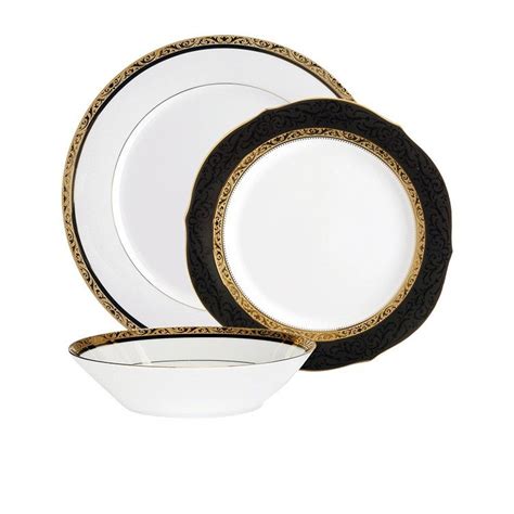 Jogo De Jantar Pe As Regent Gold Noritake Preto E Ouro Lcl Home