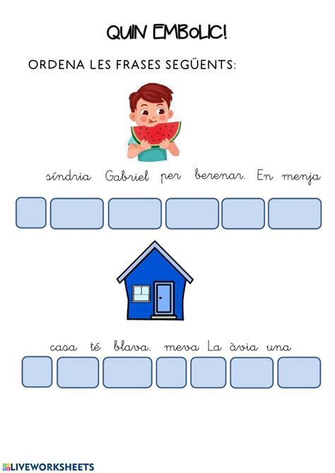 Ordenar frases català worksheet Online activities Teachers School