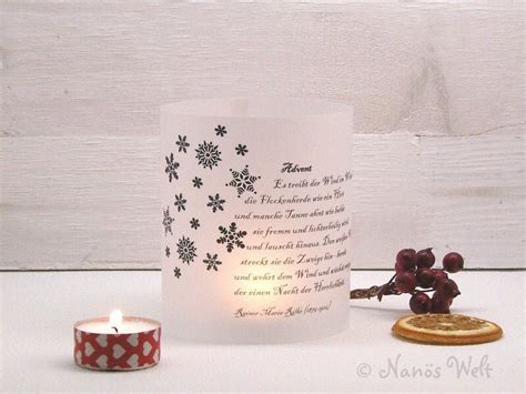 Diy Windlicht Mit Gedicht Advent Rainer Maria Rilke Schwarz Etsy De